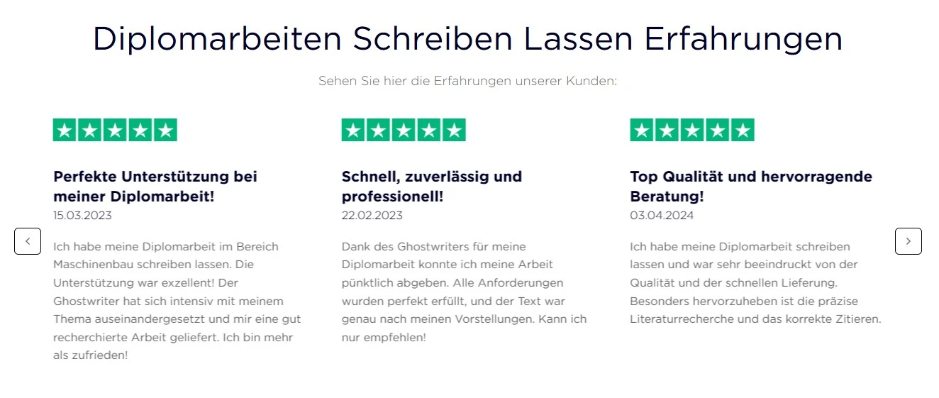 Positive Bewertungen bei DiplomarbeitSchreibenLassen.de